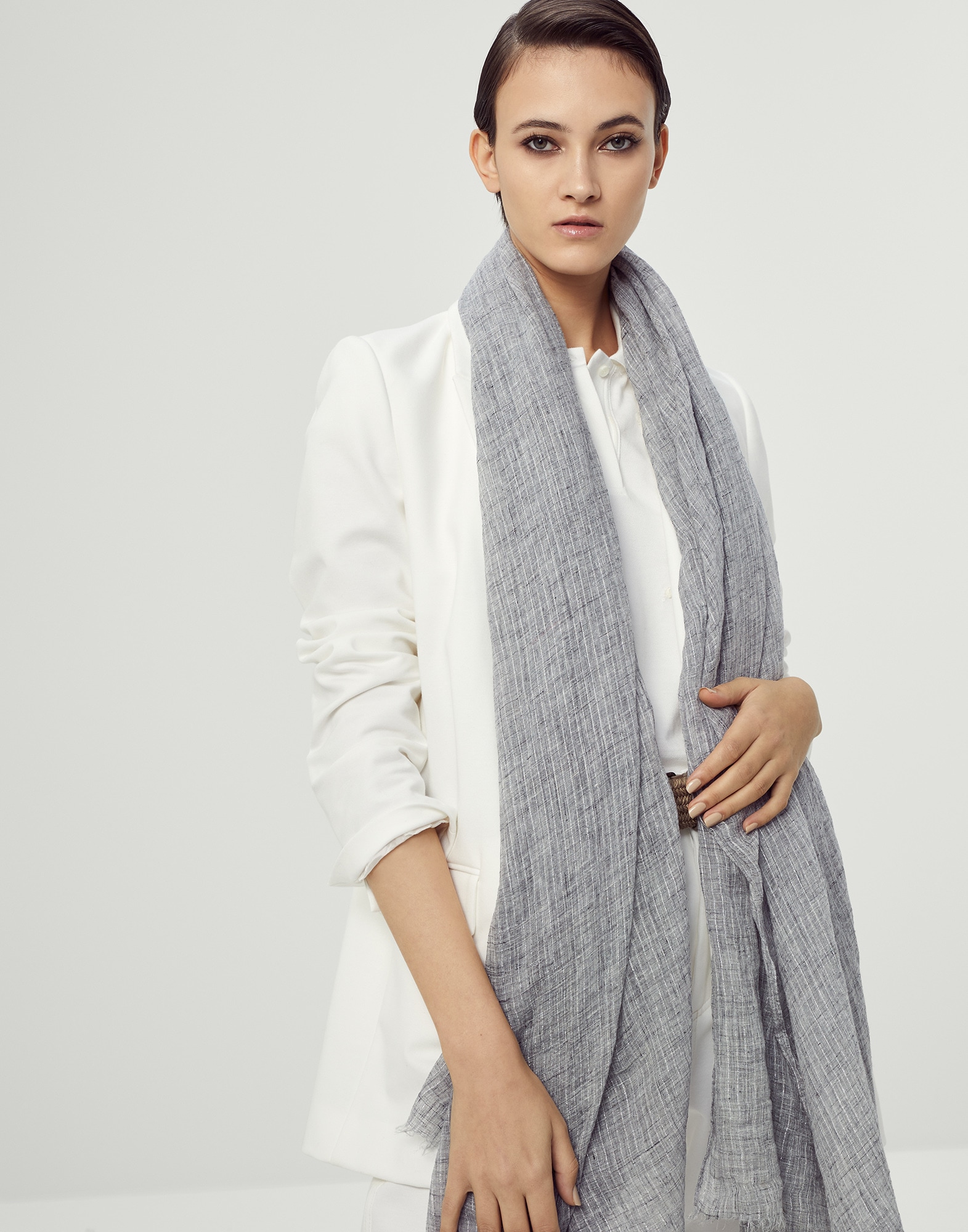Sparkling scarf Grey Woman - Brunello Cucinelli