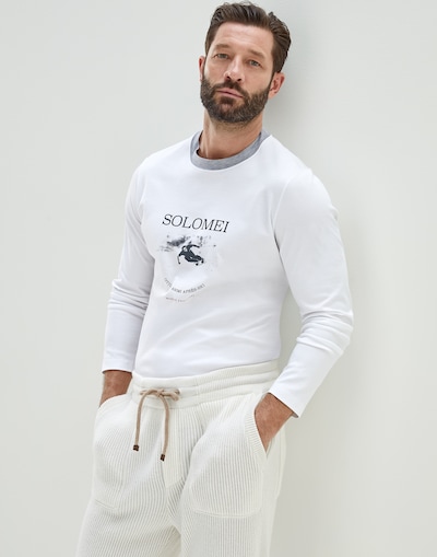 T-shirt with print White Man - Brunello Cucinelli 