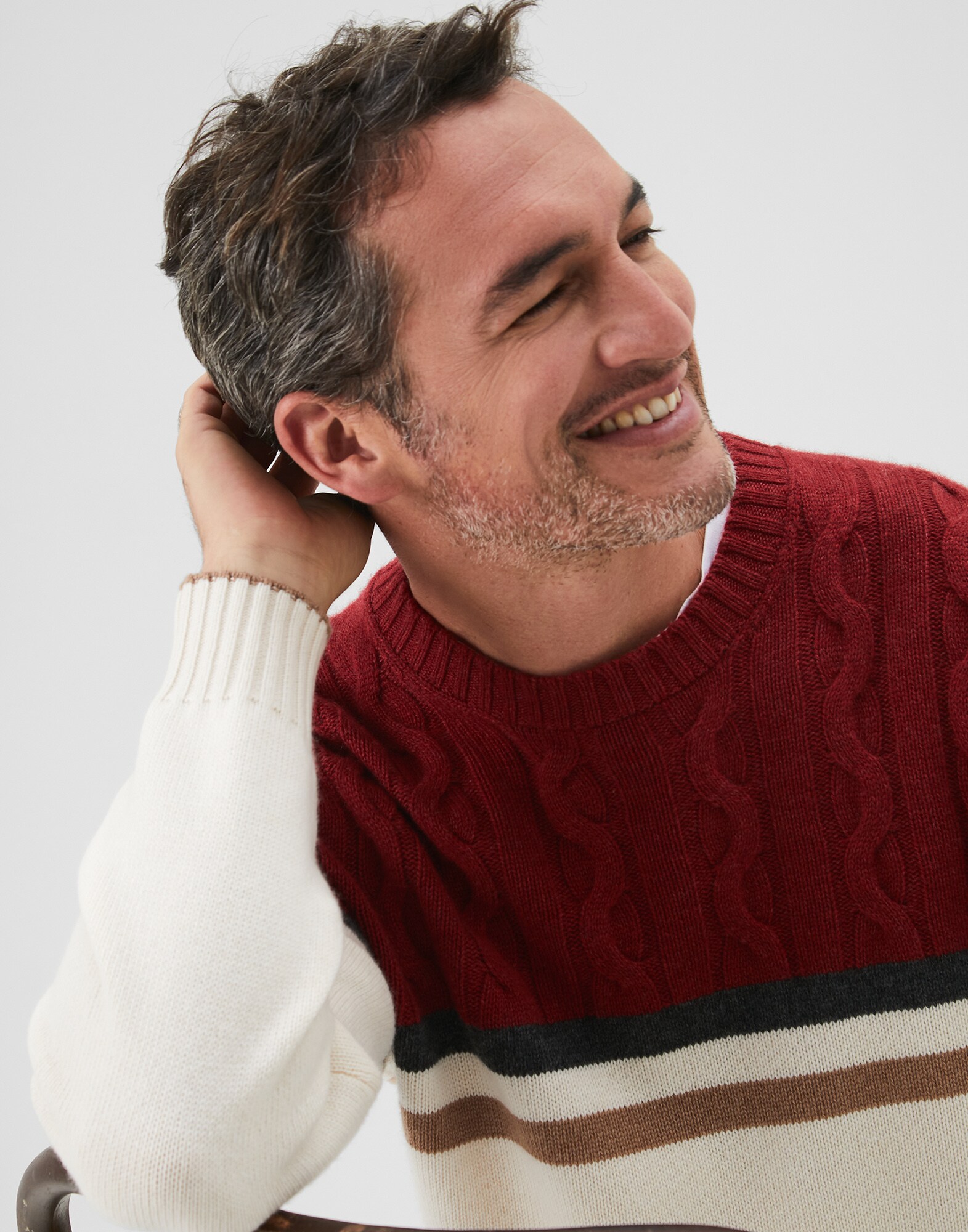 Crewneck Sweater Ivory Man 0 - Brunello Cucinelli