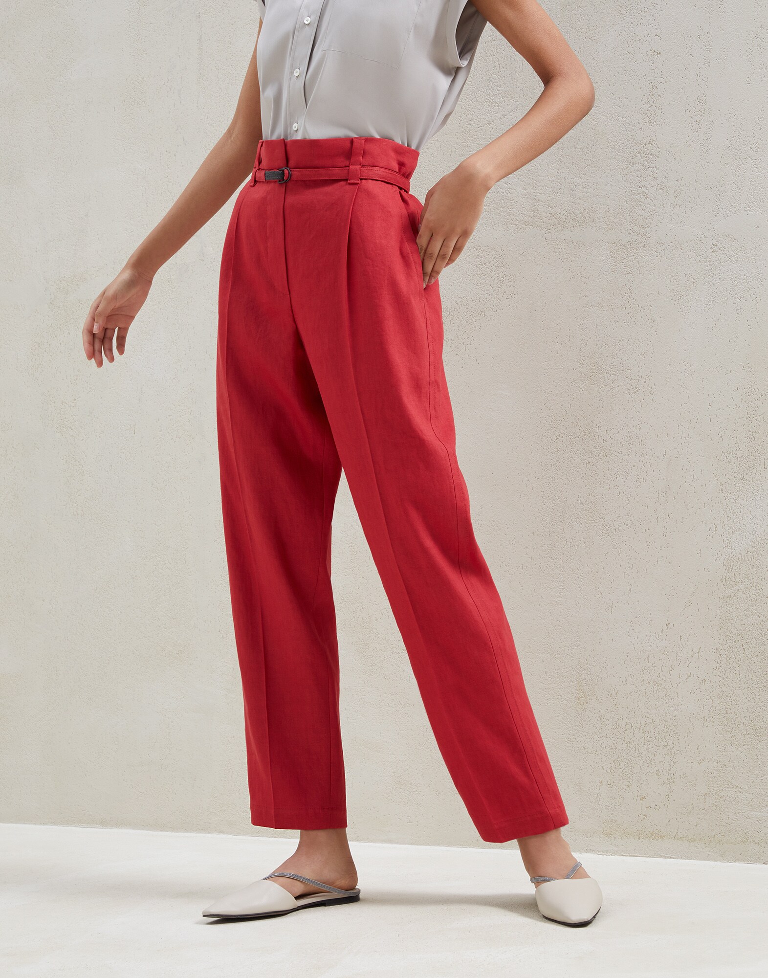 Pantalon Volume Rouge Femme - Brunello Cucinelli