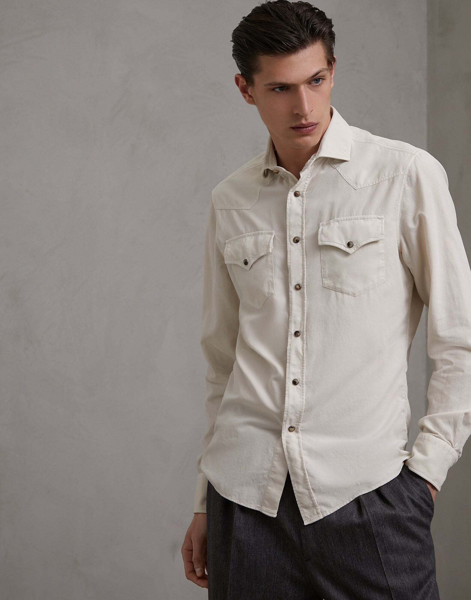 Casual Shirt Beige Man 1 - Brunello Cucinelli