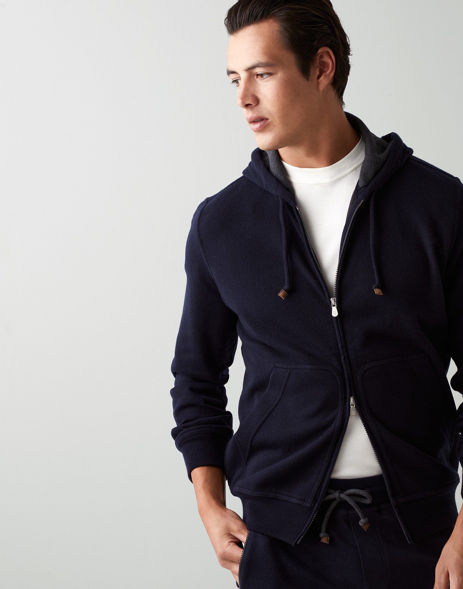 Sweatshirt with hood Blue Man - Brunello Cucinelli