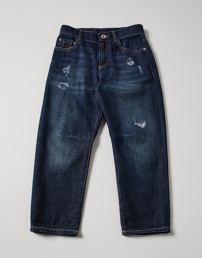 Hose aus leichtem Denim Dunkles Jeansblau Jungen - Brunello Cucinelli 