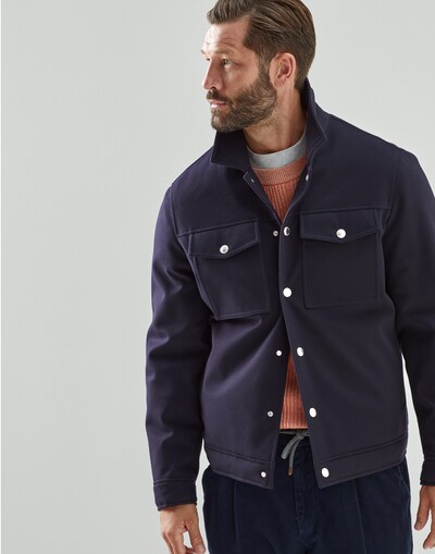 Shirt-style outerwear jacket Navy Blue Man -
                        Brunello Cucinelli
                    