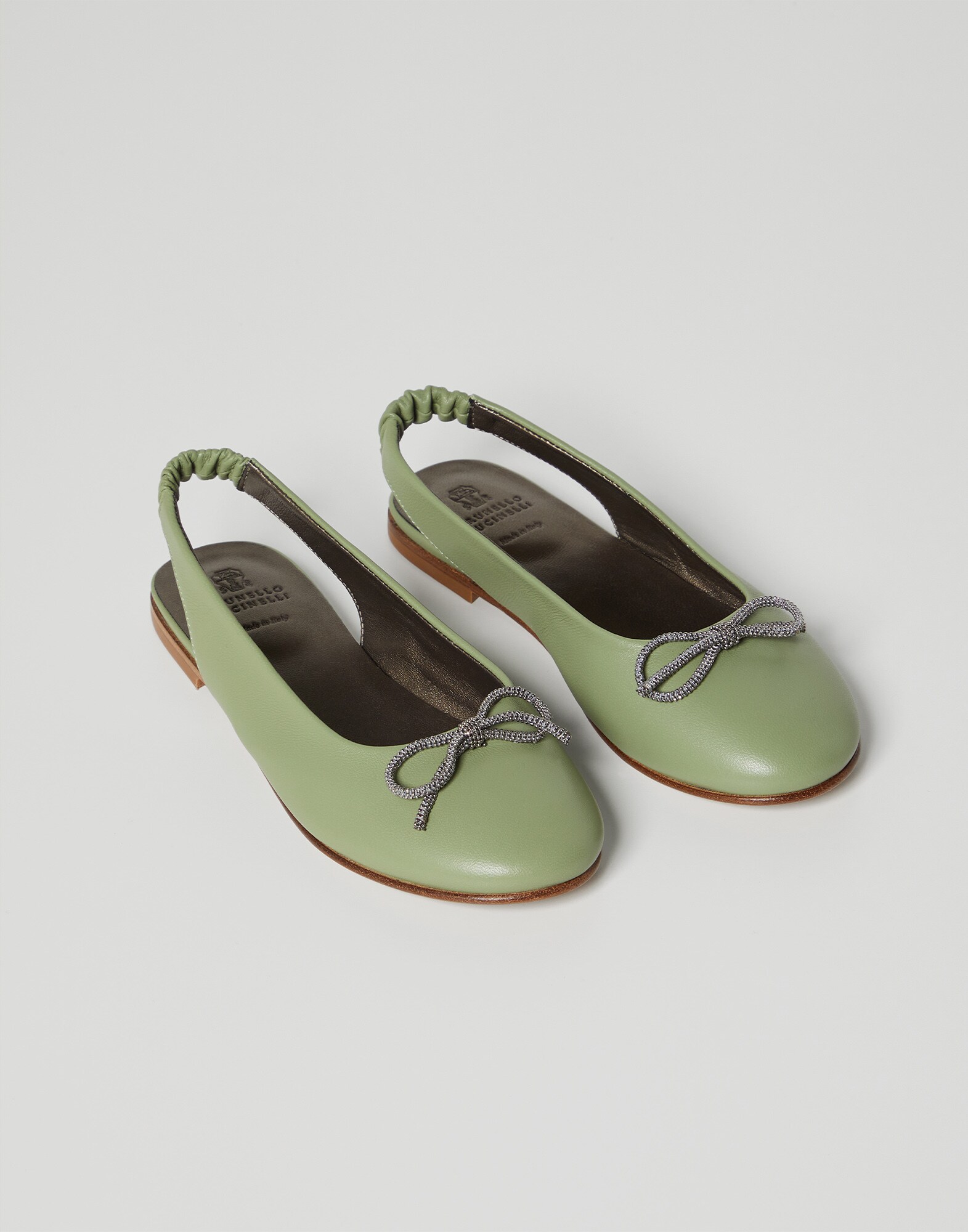 Flats aus Nappaleder Grün Mädchen - Brunello Cucinelli