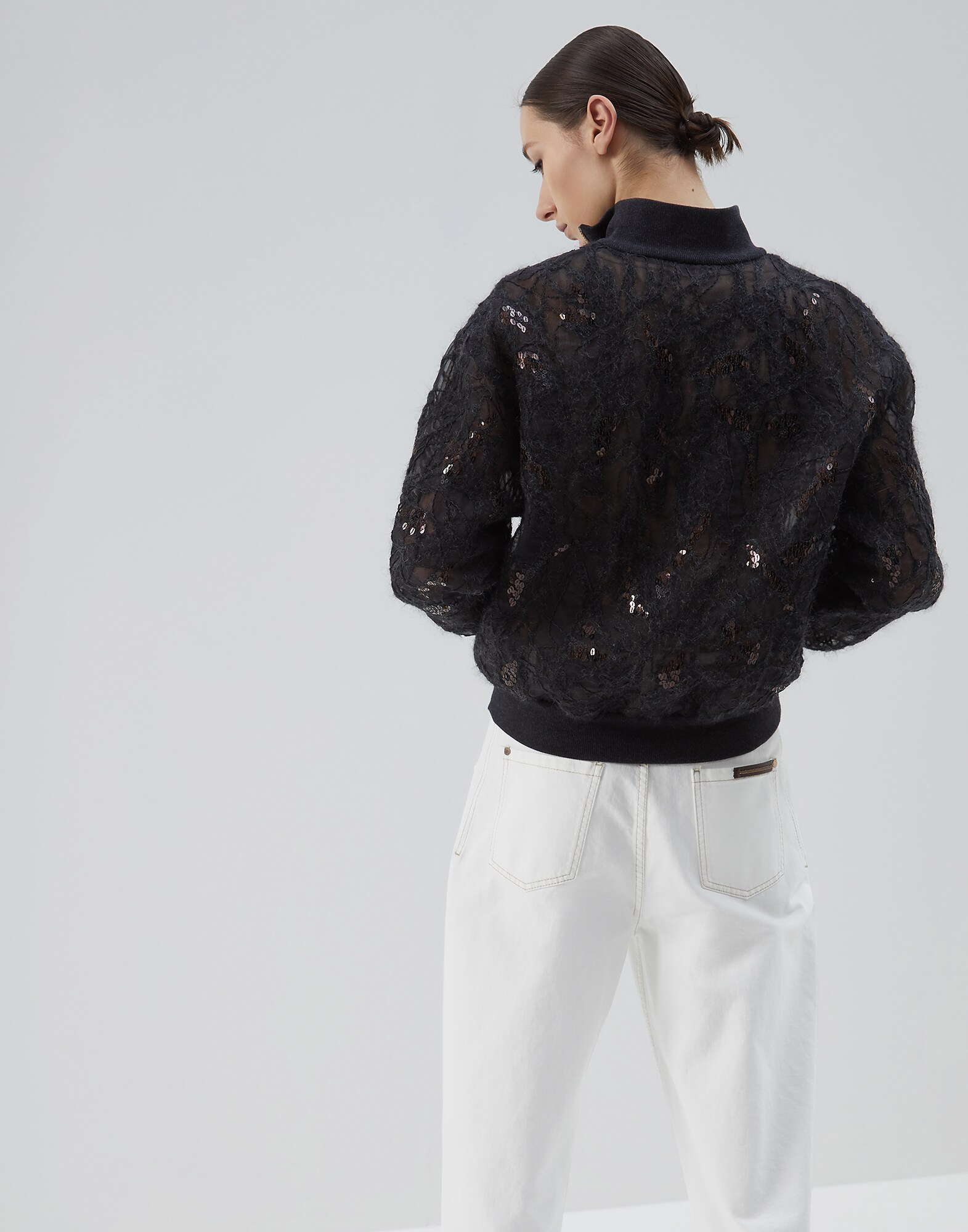 Bomber Jacket Anthracite Woman 1 - Brunello Cucinelli