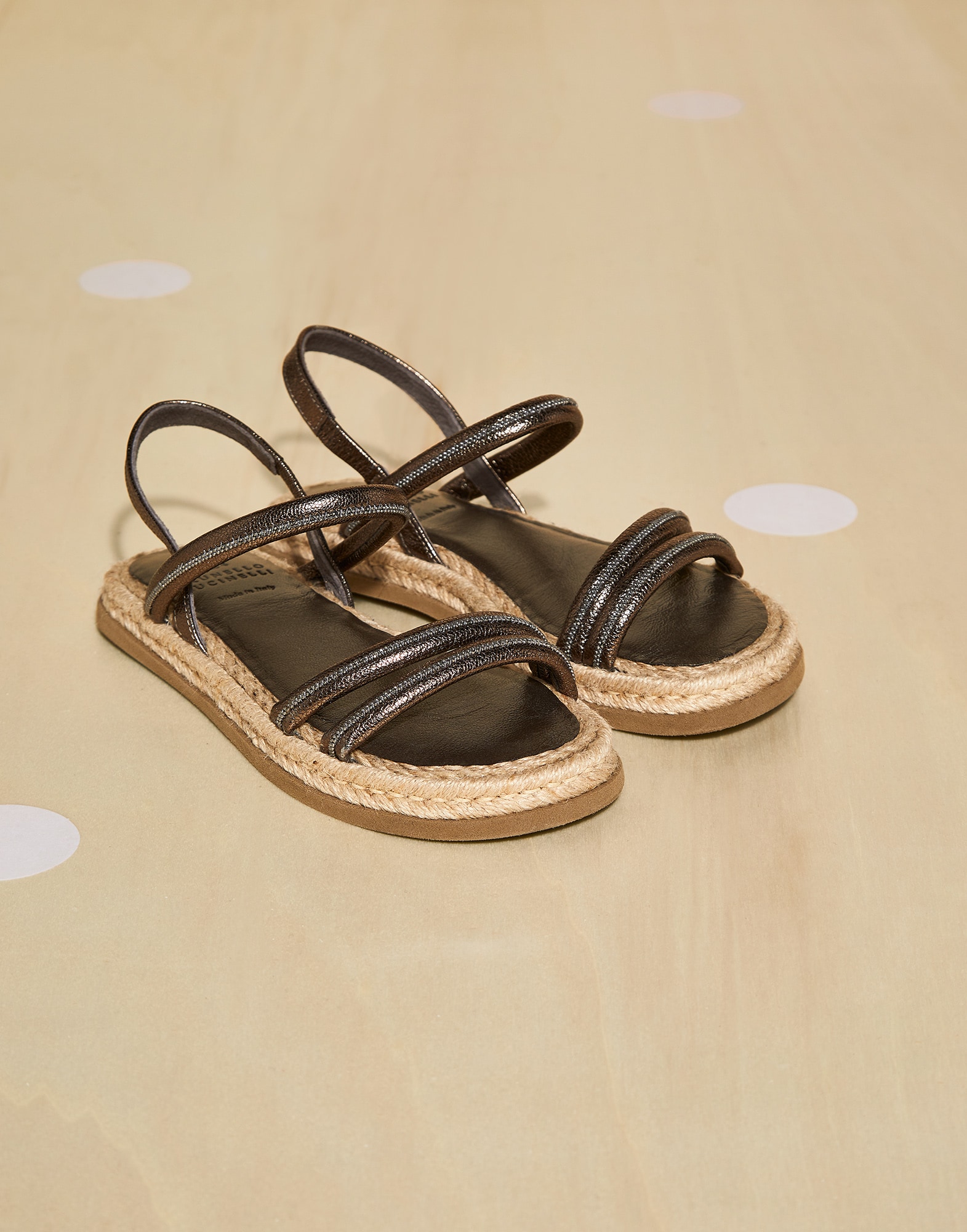 Sandalen aus Leder Bronze Mädchen - Brunello Cucinelli