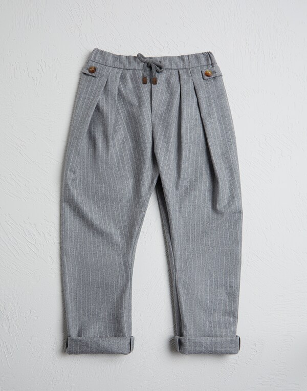 Flannel trousers Pearl Grey Boy - Brunello Cucinelli 