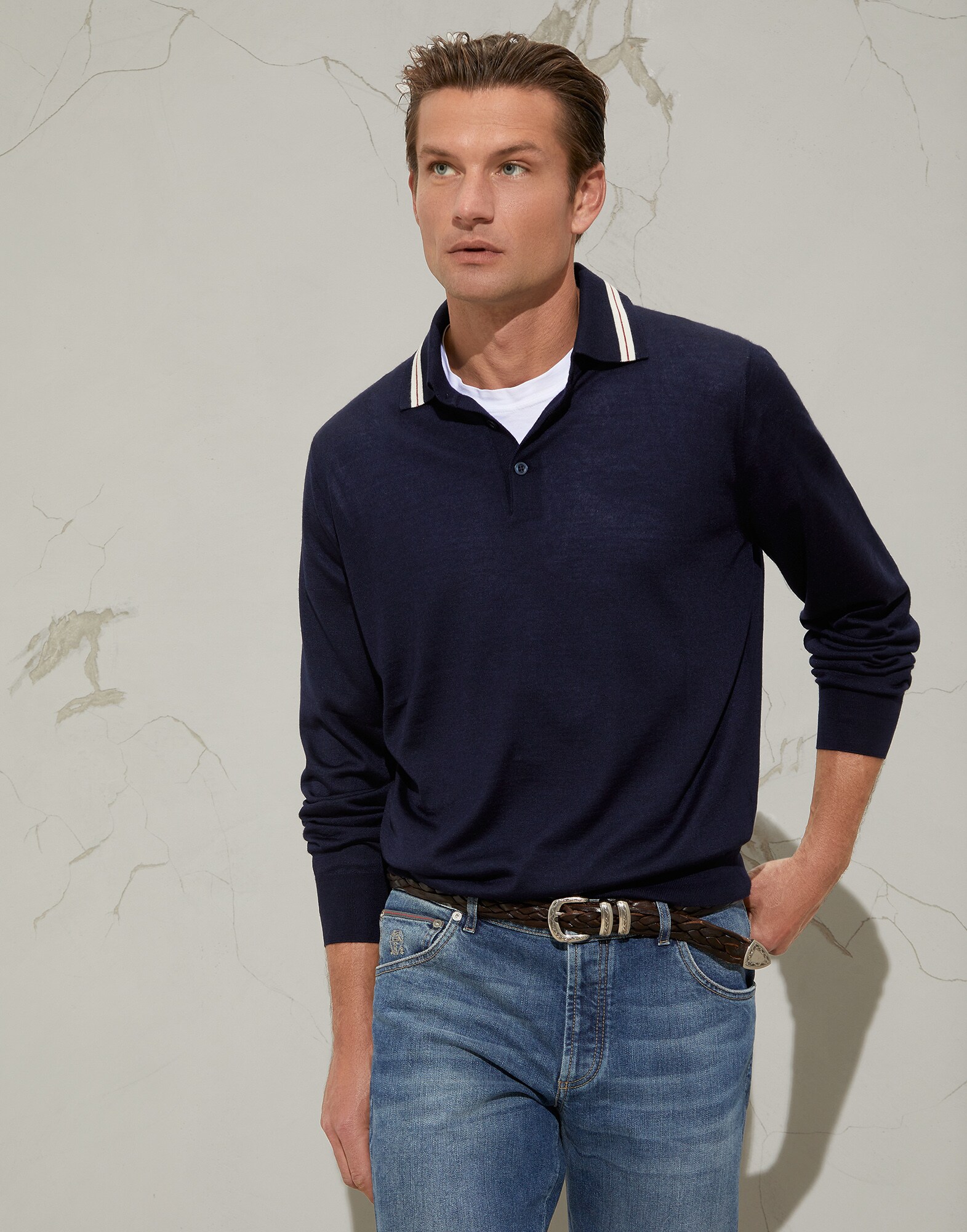 polo shirt with sweater