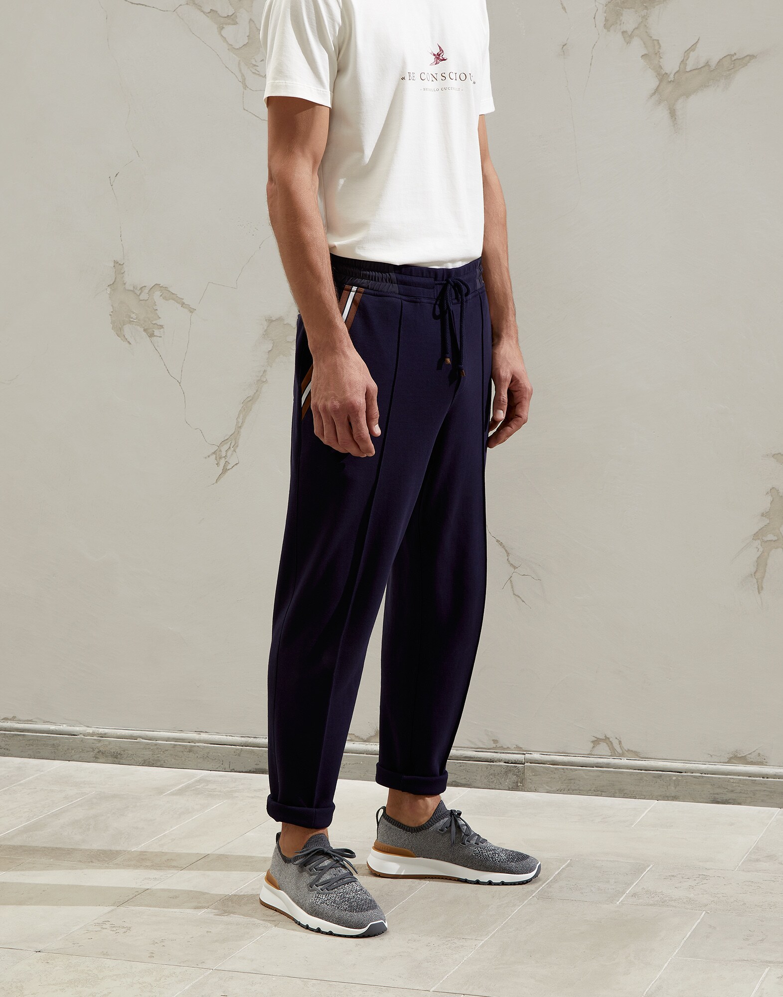 Pantalone in felpa Blu Navy Uomo - Brunello Cucinelli