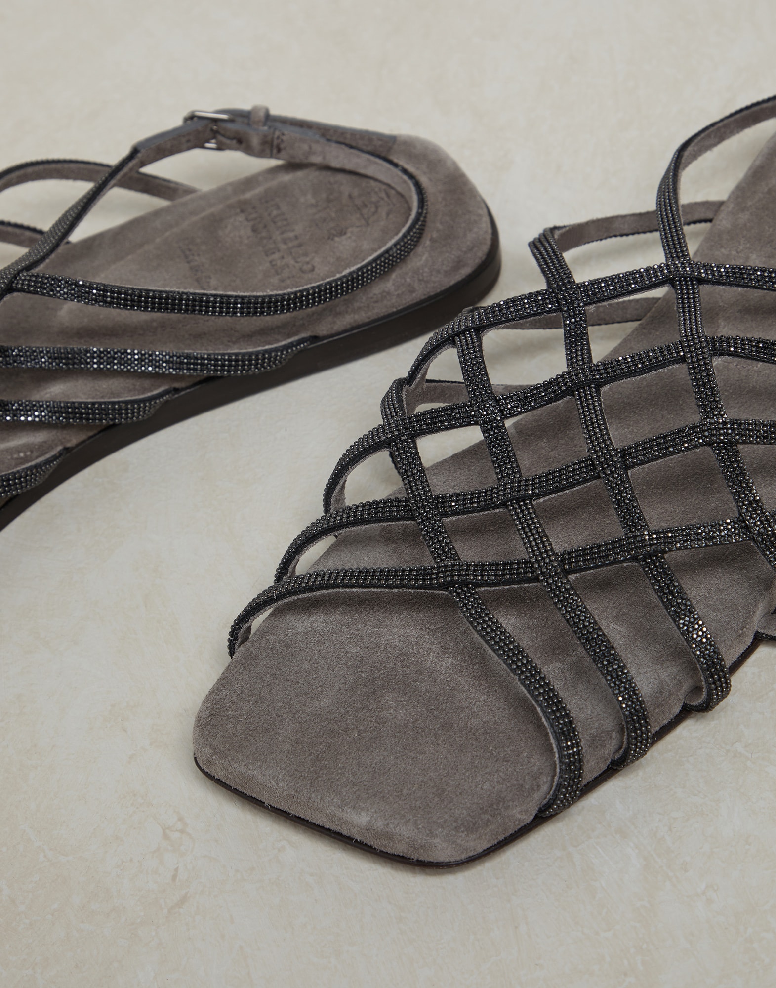 Sandals with monili Grey Woman - Brunello Cucinelli