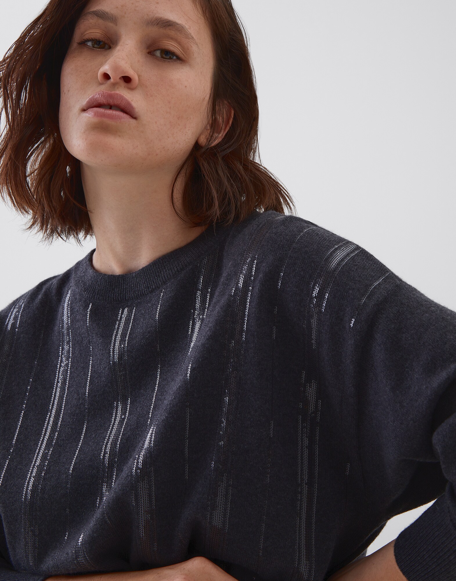 Crewneck Sweater Lignite Woman 3 - Brunello Cucinelli