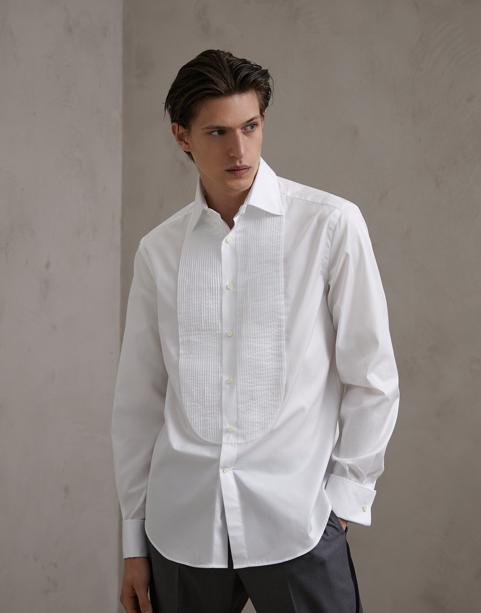 Chemise Smoking Blanc Homme 1 - Brunello Cucinelli