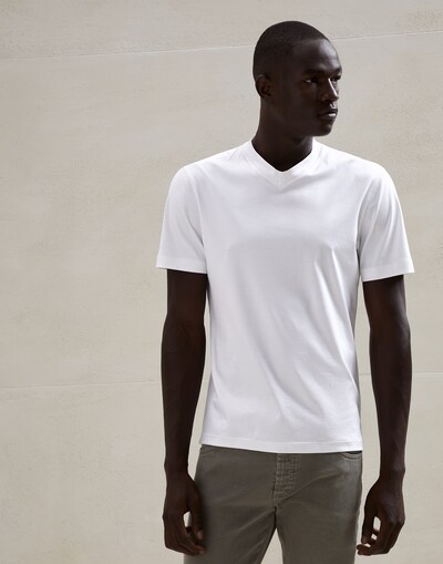 Tee-shirt col V Blanc Homme - Brunello Cucinelli 