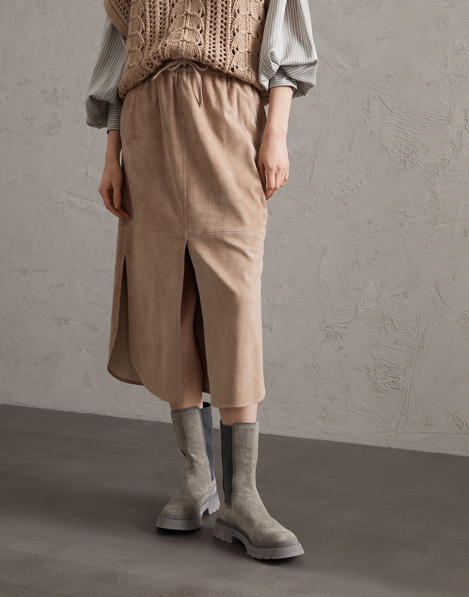 Jupe en daim Noisette Femme - Brunello Cucinelli