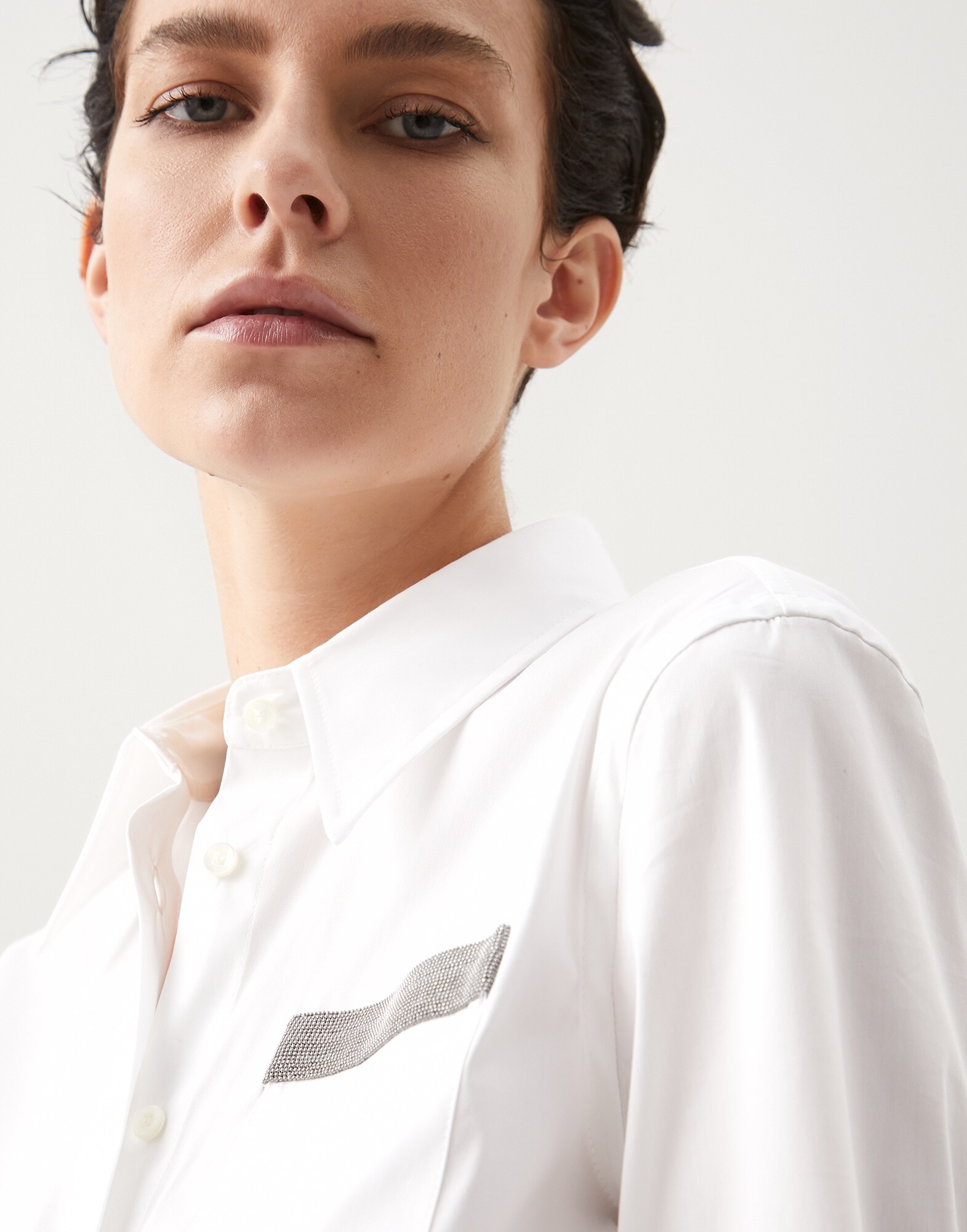 Chemise avec Monile Blanc Femme - Brunello Cucinelli