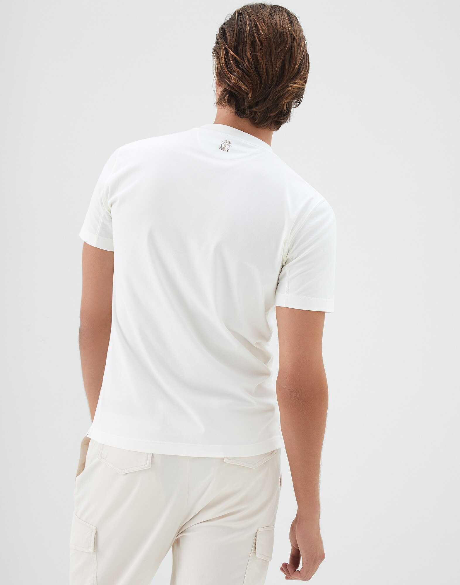 Short Sleeve T-Shirt Off-White Man 2 - Brunello Cucinelli