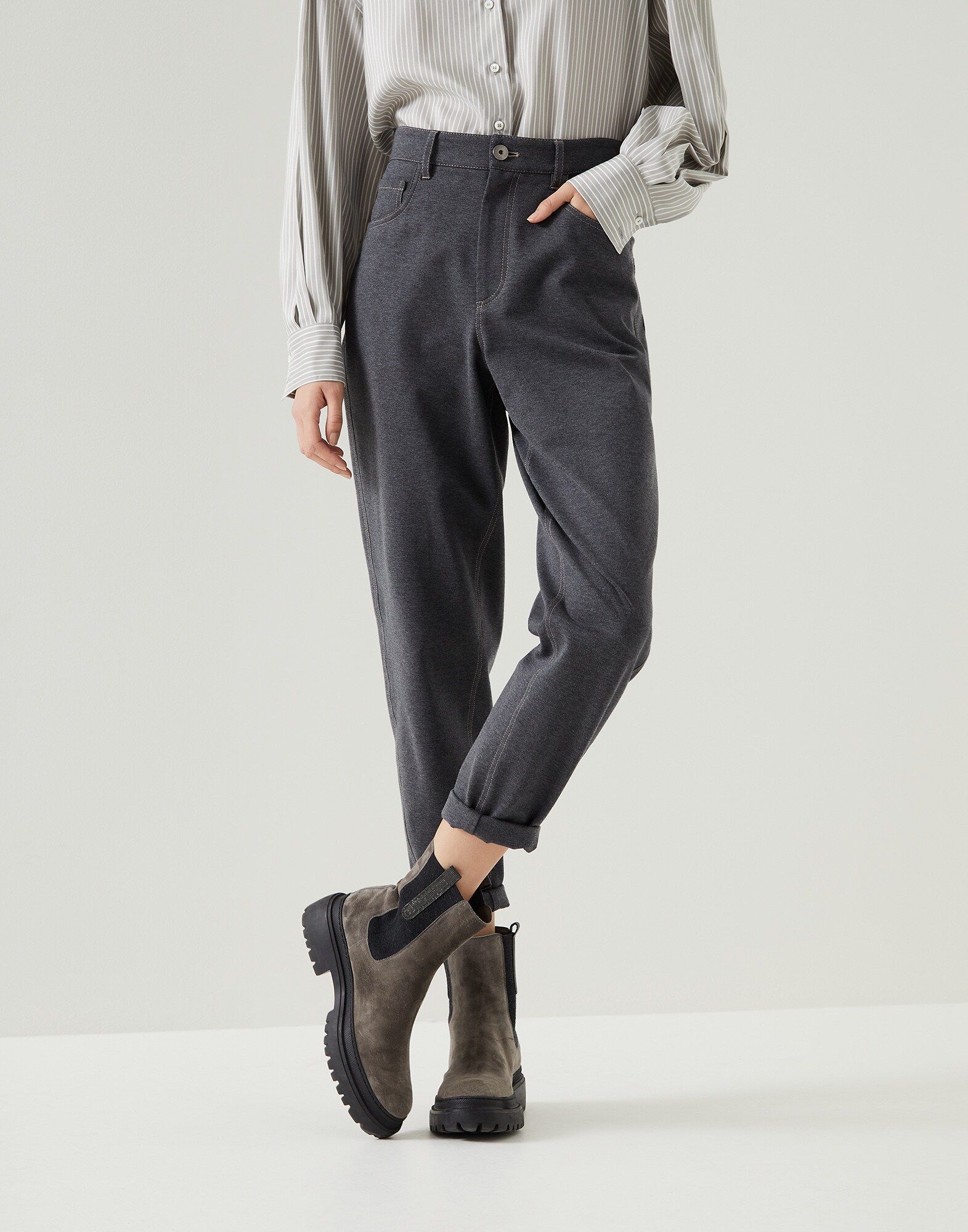 Five-pocket trousers Dark Grey Woman - Brunello Cucinelli