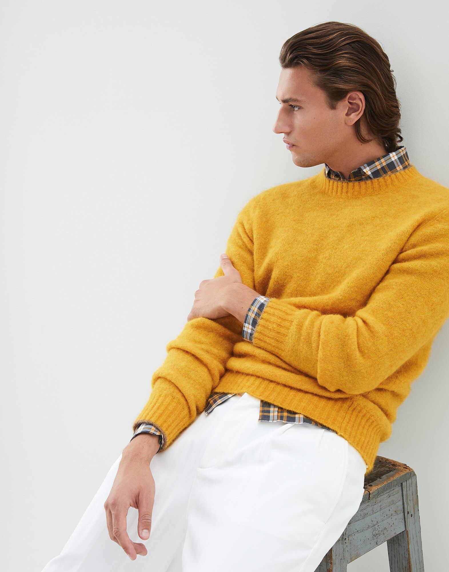 Jersey Escote Redondo Amarillo Hombre 4 - Brunello Cucinelli