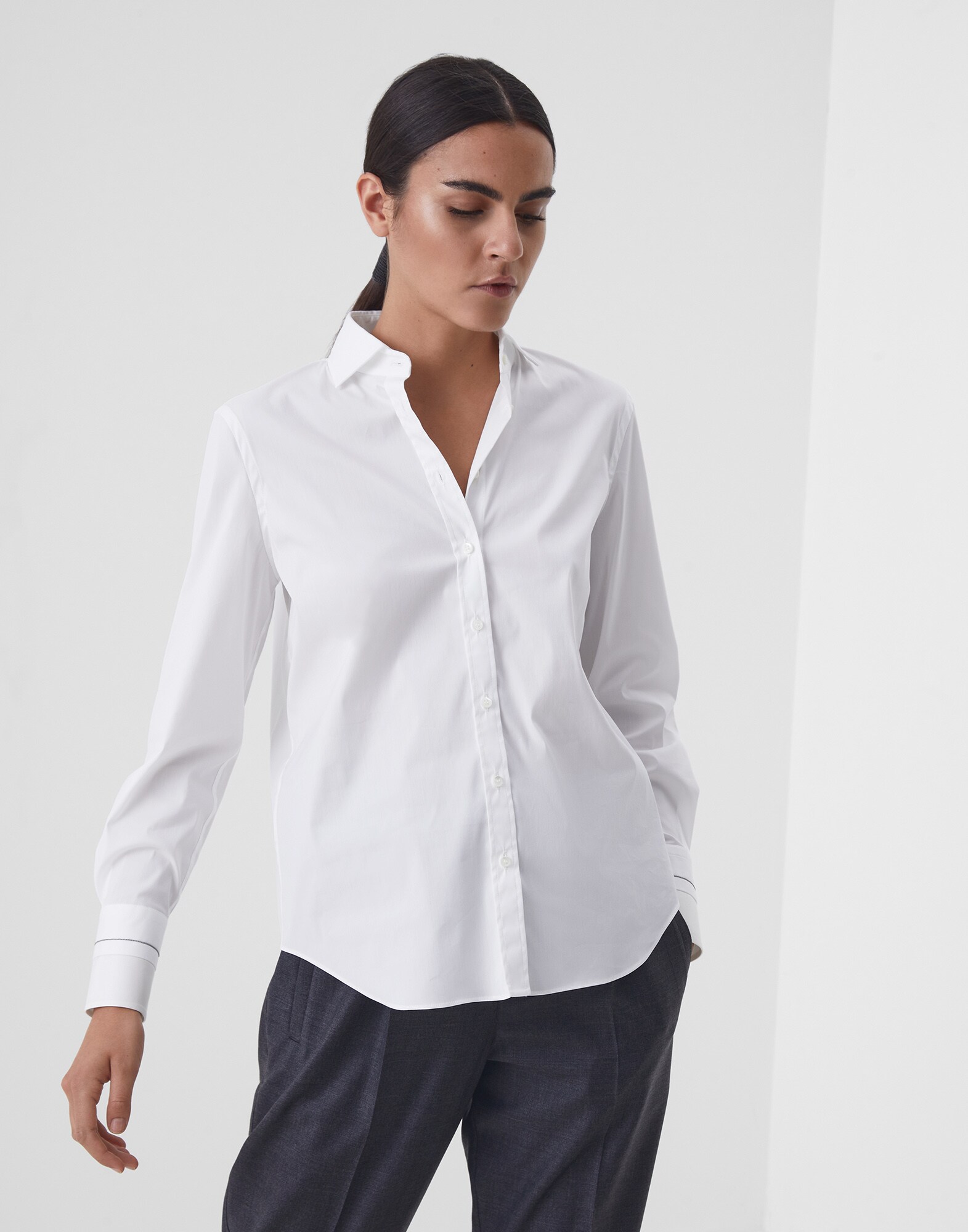 Cotton Shirt White Woman 1 - Brunello Cucinelli
