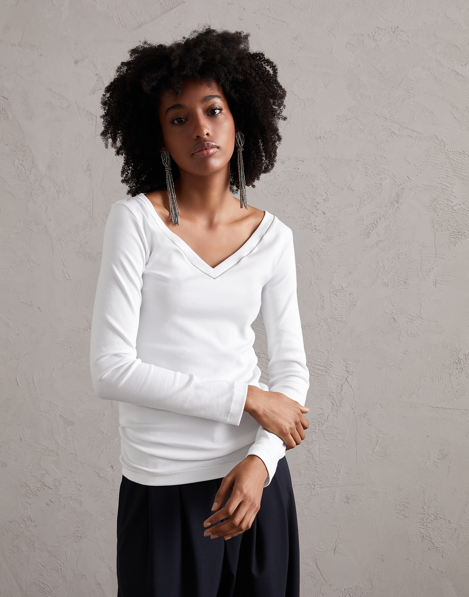 Tee-shirt avec Monile Blanc Femme - Brunello Cucinelli