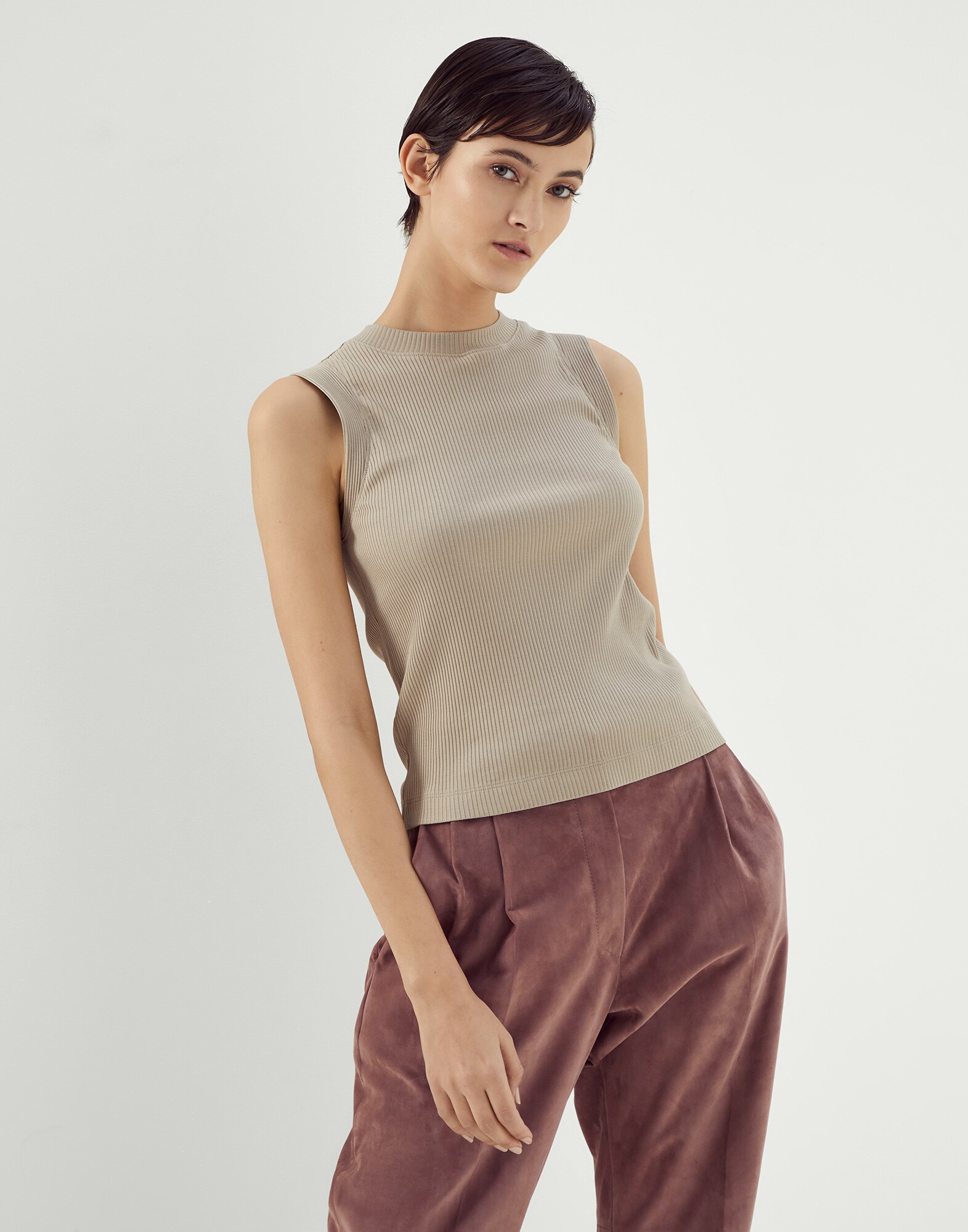 極美品◎伊製 定価15万↑ BRUNELLO CUCINELLI ブルネロクチネリ レディース シルク100％ 大判ショール／ブランケット フリンジ付き グレー ハンドバッグ 特注