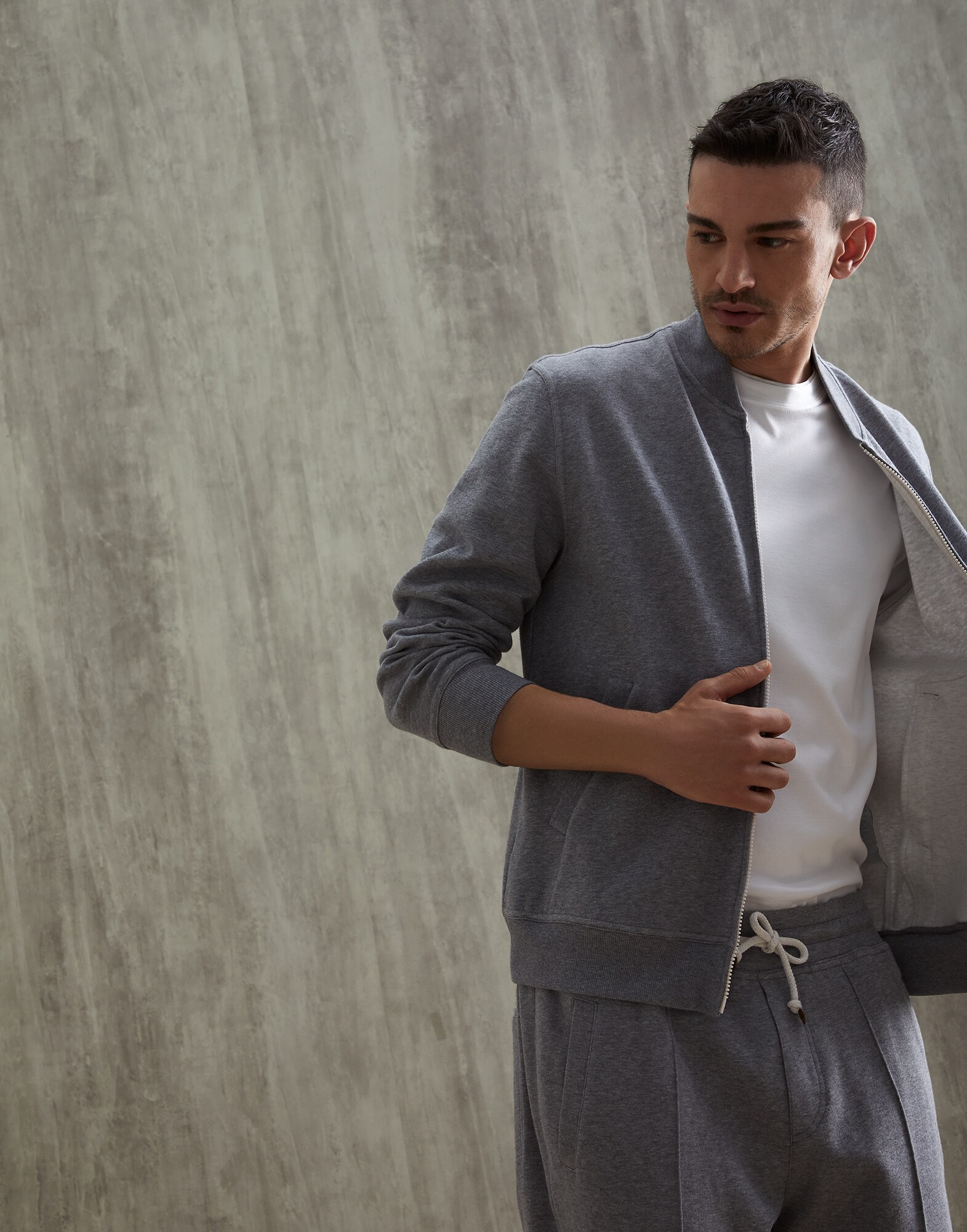 Sudadera Gris Medio Hombre - Brunello Cucinelli