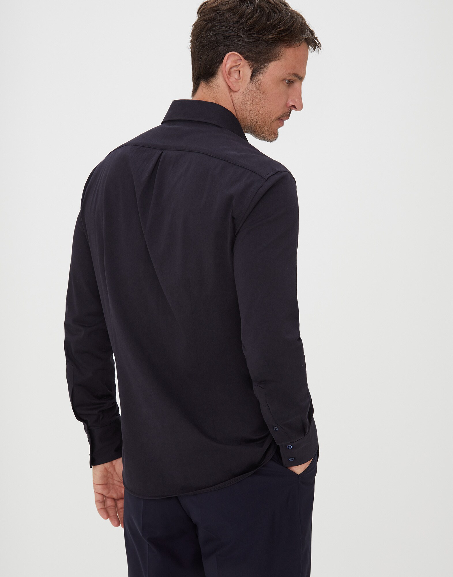 French Collar Shirt Navy Blue Man 2 - Brunello Cucinelli