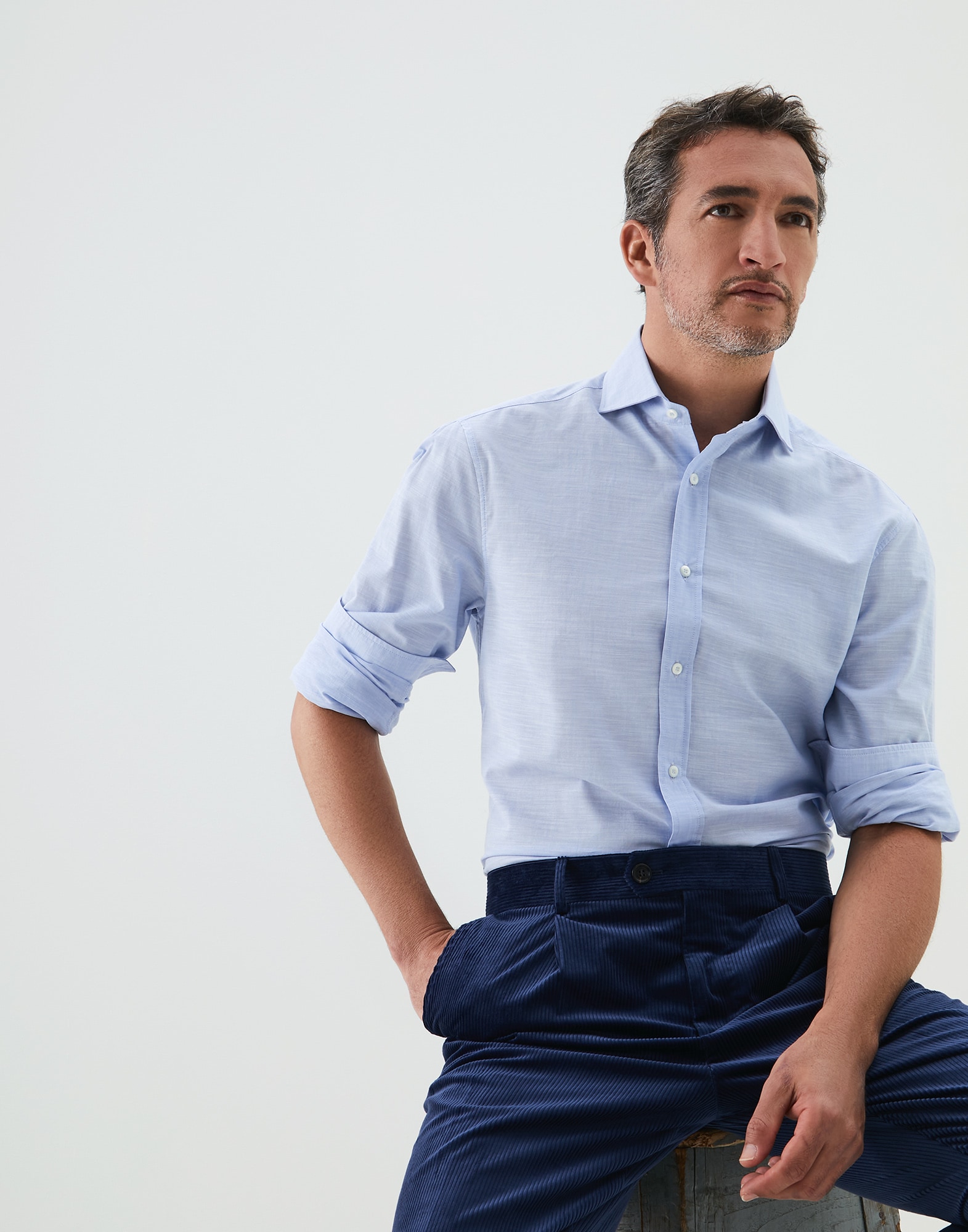 フレンチカラーシャツ スカイブルー メンズ 0 - Brunello Cucinelli