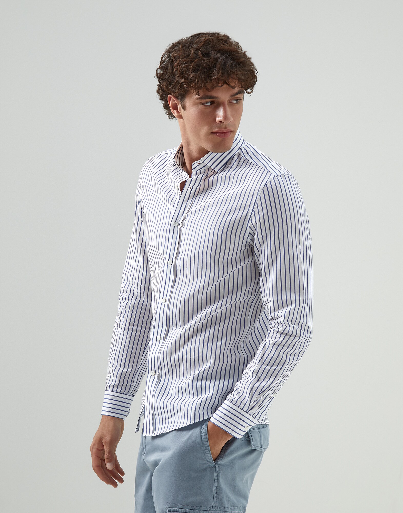 Camisa Leisure fit Azul Hombre - Brunello Cucinelli