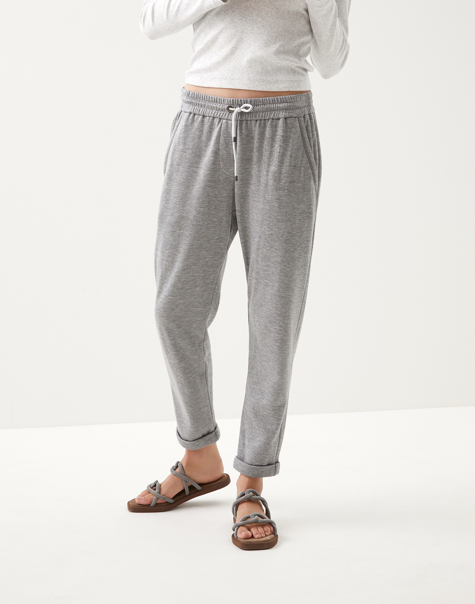 Pantalón de felpa Gris Mujer - Brunello Cucinelli