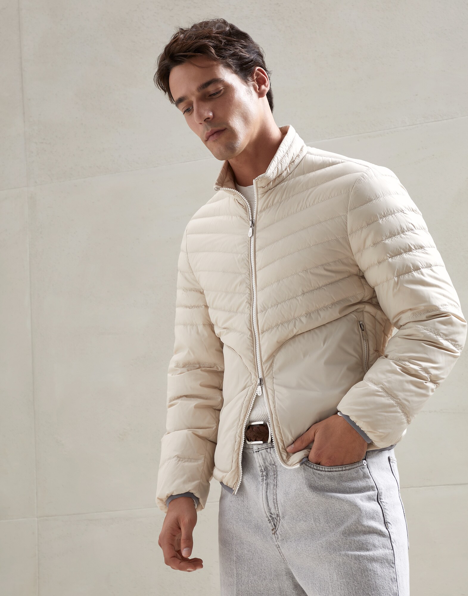 Daunenjacke aus Nylon Beige Herren - Brunello Cucinelli