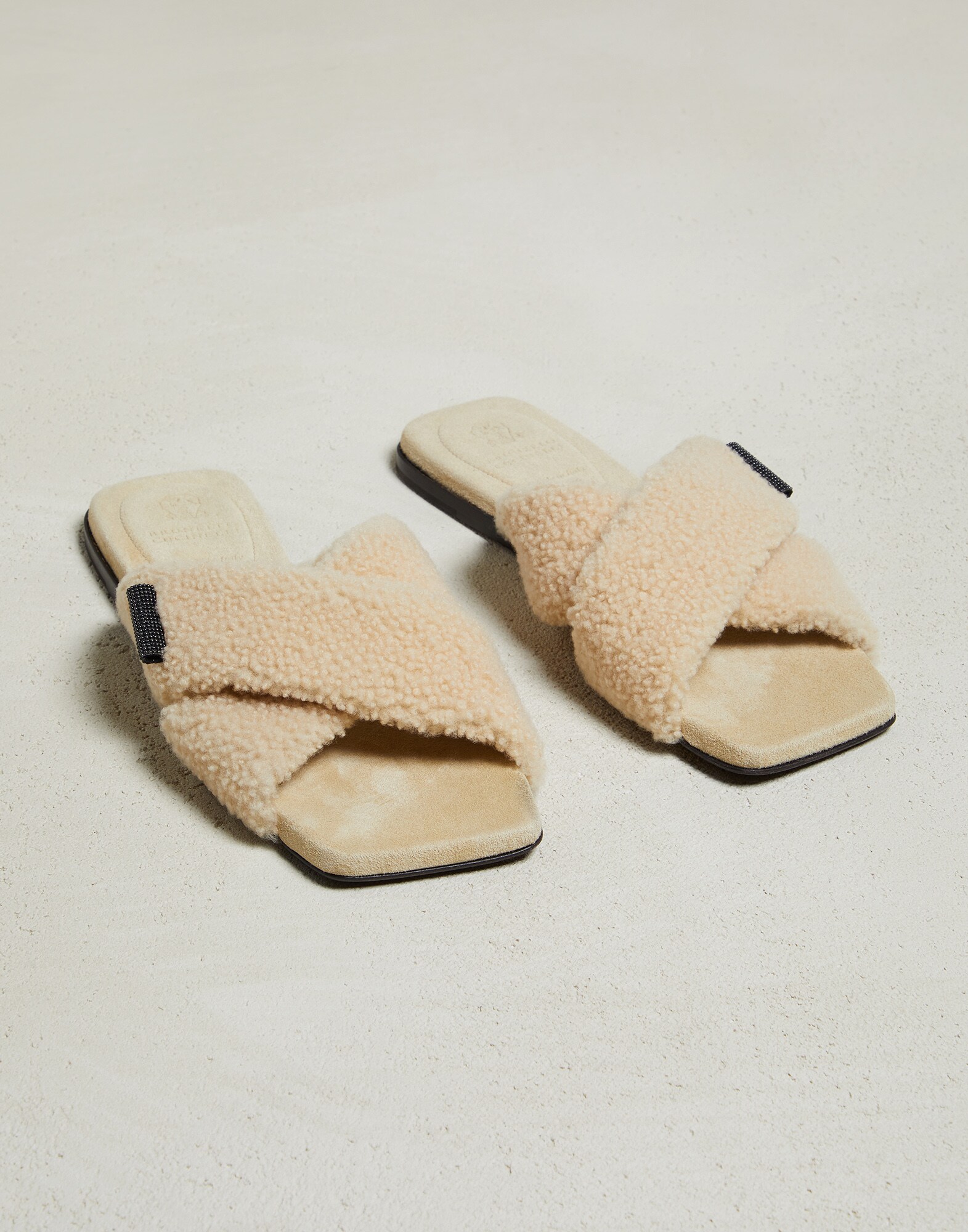 Slides with monili Yellow Woman - Brunello Cucinelli