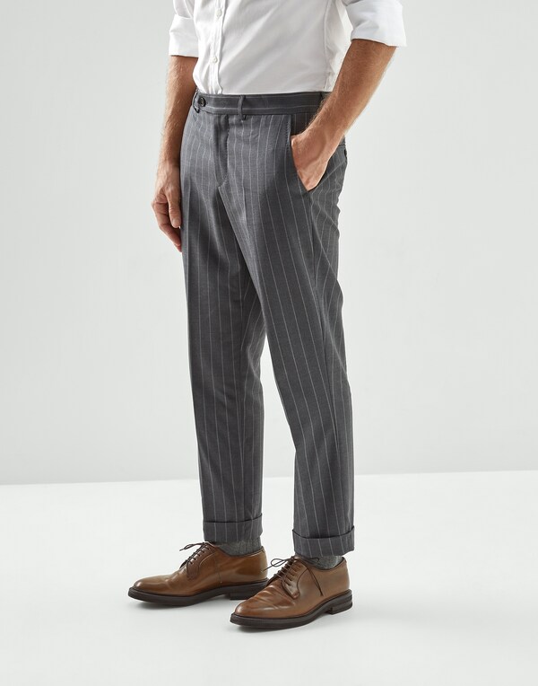 Chalk stripe trousers Grey Man - Brunello Cucinelli 