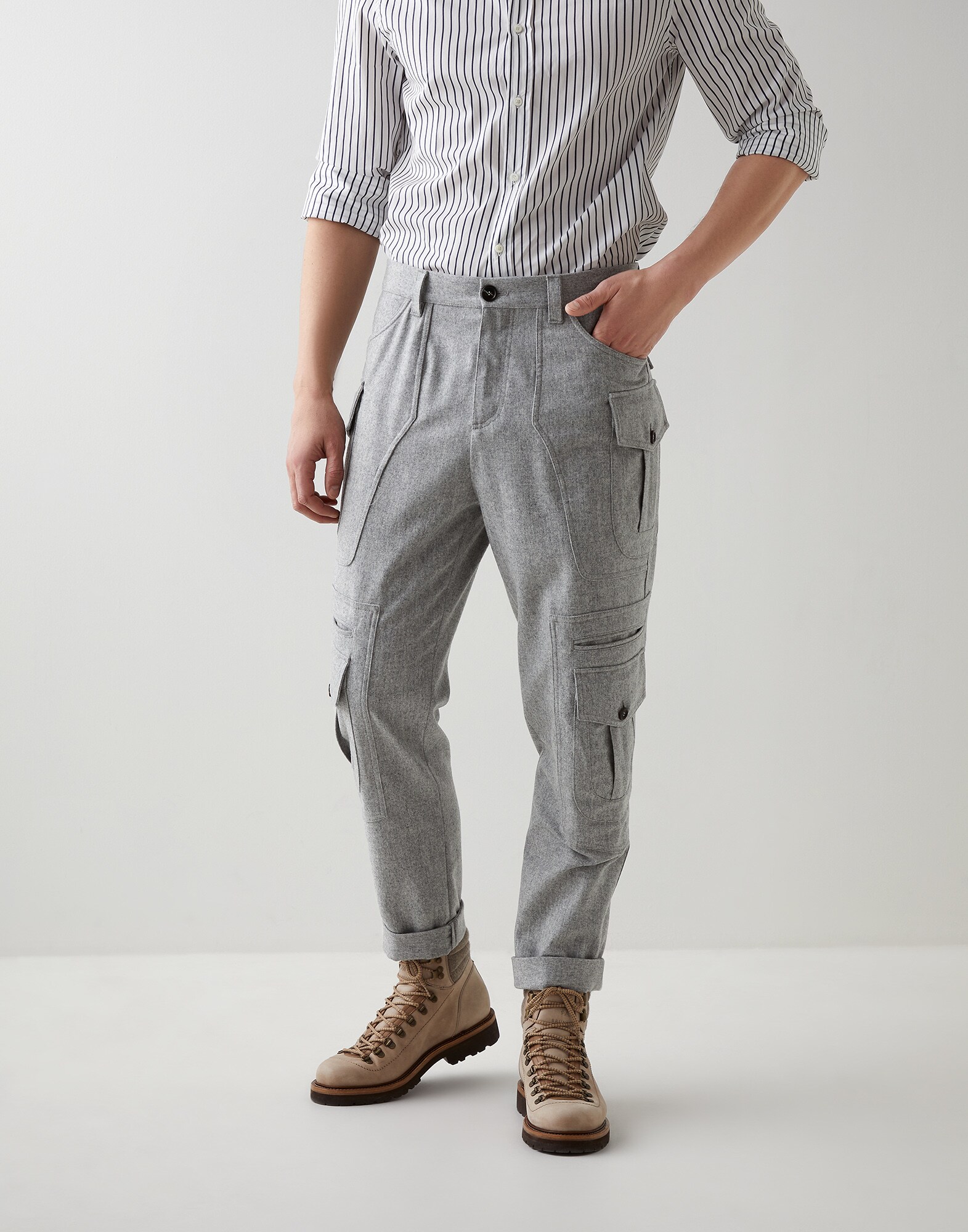 Pantalón de lana Gris Perla Hombre - Brunello Cucinelli