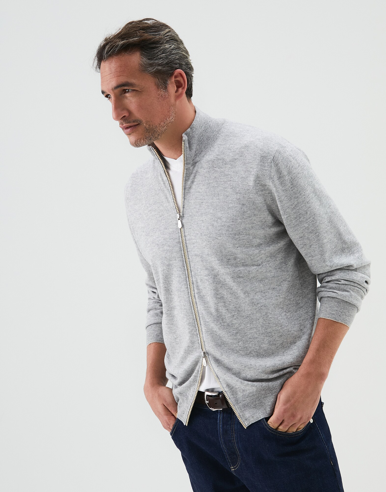 Zip-front Cardigan Pebble Man 1 - Brunello Cucinelli