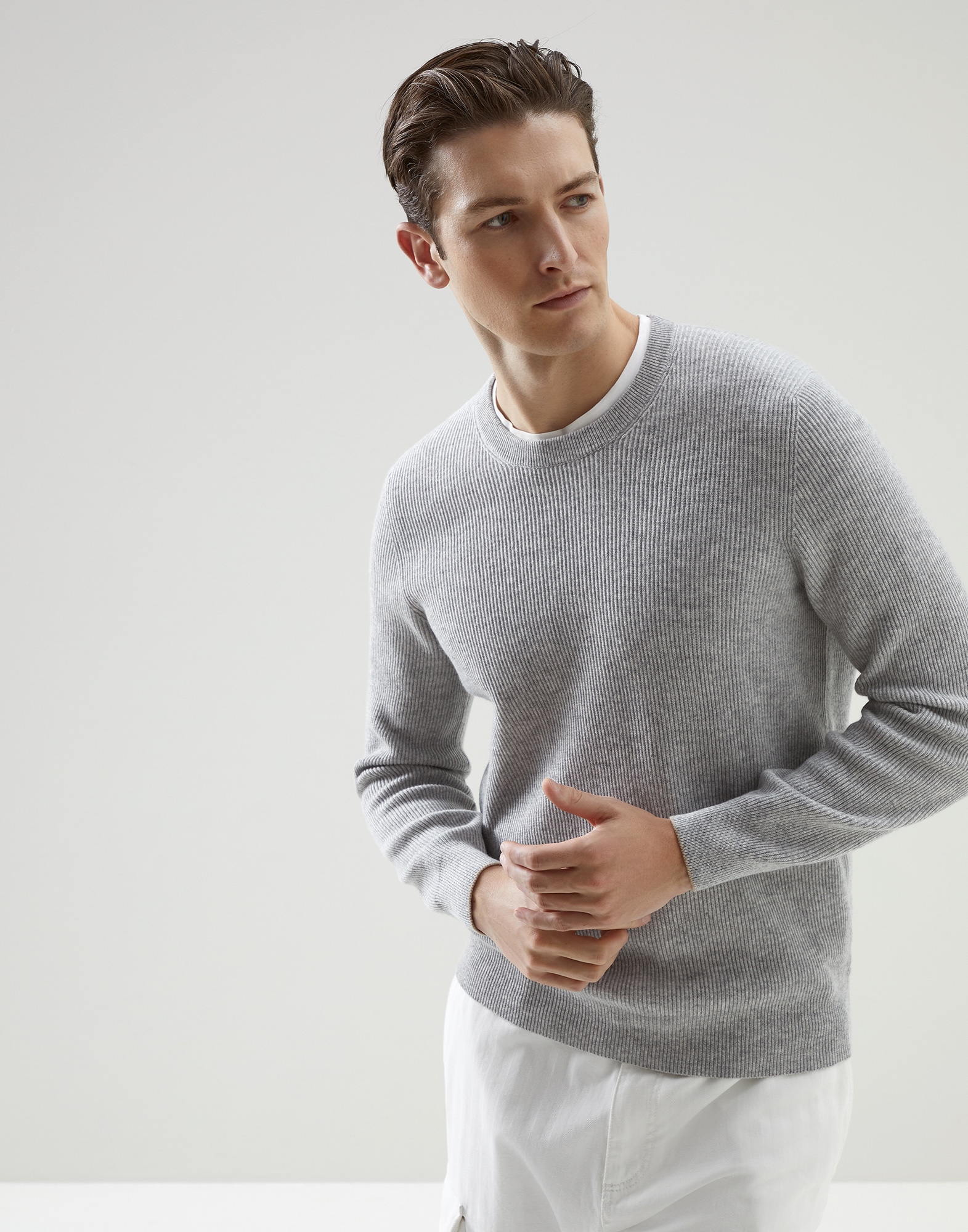 English Rib knit sweater Pebble Man - Brunello Cucinelli