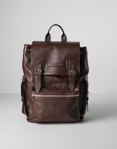 Buffalo leather backpack Mahogany Man - Brunello Cucinelli 