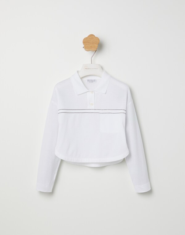 Poloshirt aus Jersey Weiß Mädchen - Brunello Cucinelli 