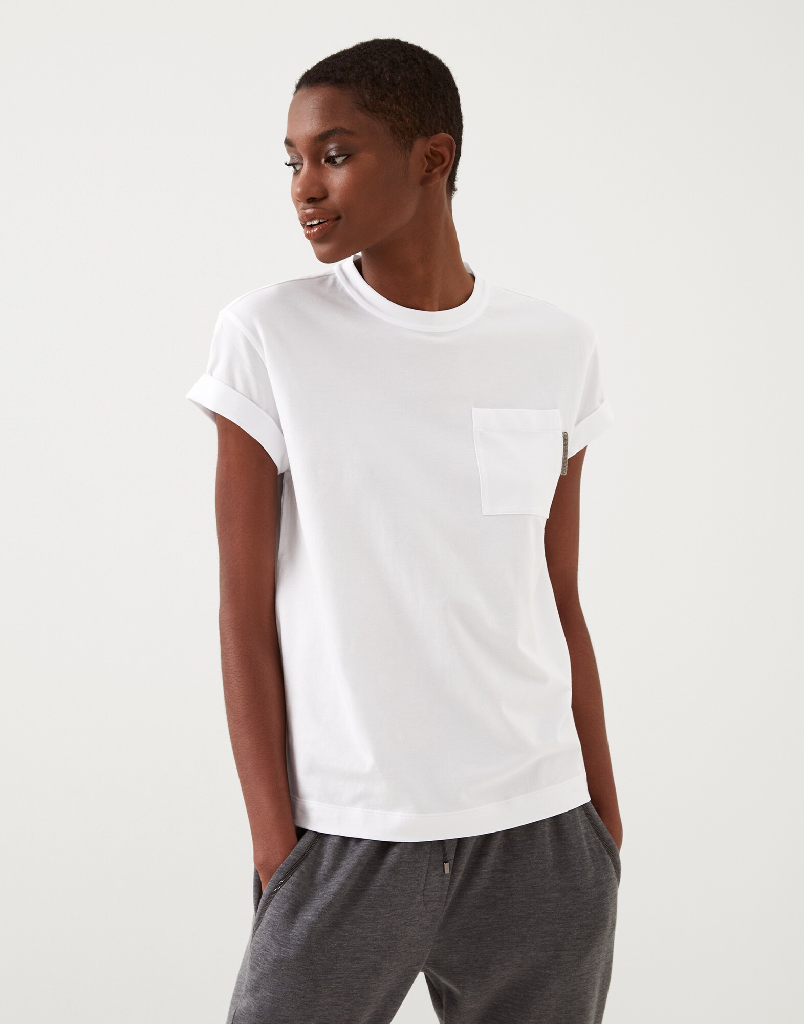Tee-shirt en jersey Blanc Femme - Brunello Cucinelli