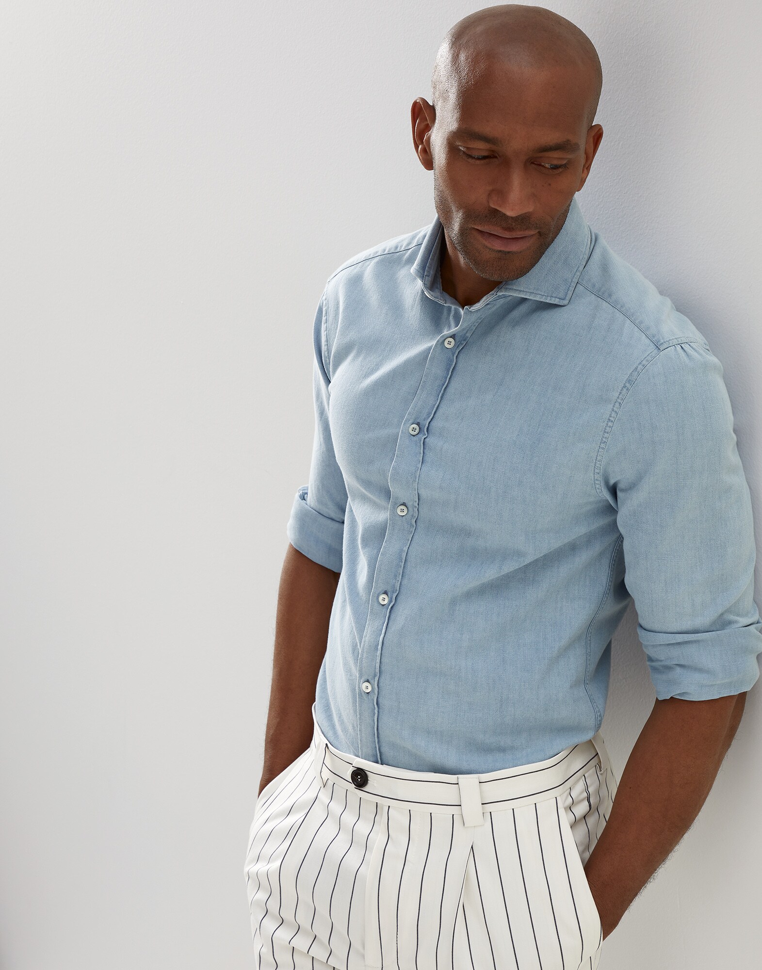 Chemise coupe slim Denim très Clair Homme - Brunello Cucinelli