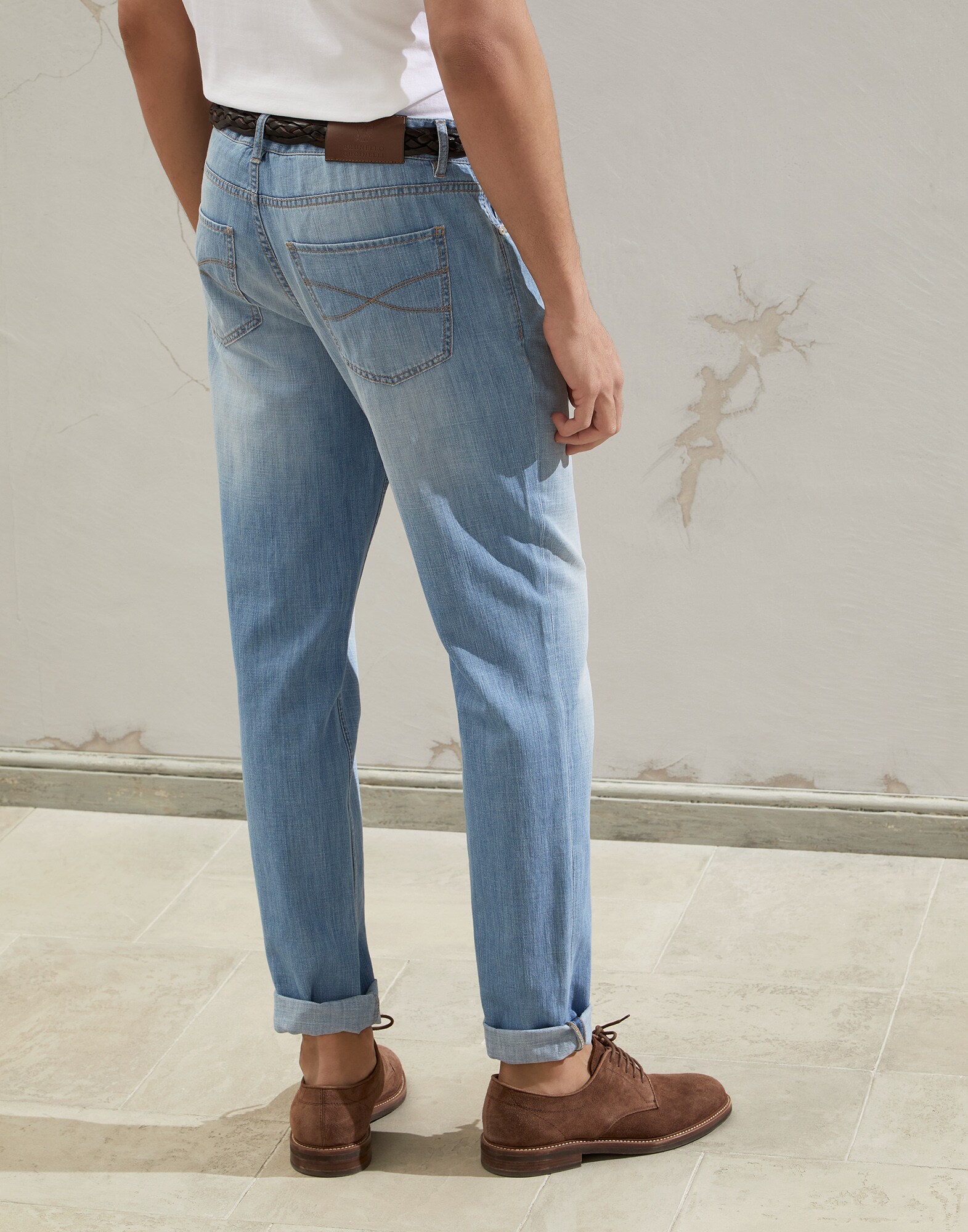 lightweight denim trousers